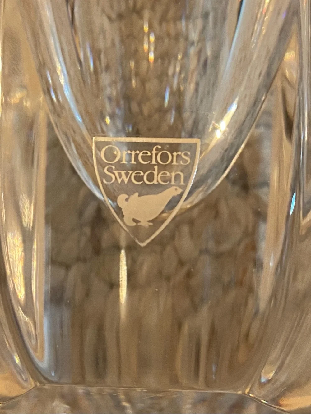 Orrefors Sweden Crystal Vase with Beautiful Wavy Rims